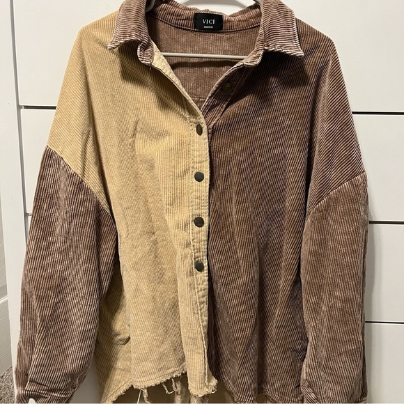 Vici Corduroy Colorblock Shacket - Picture 2 of 6